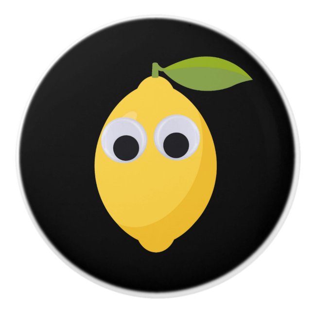 Lemon, sweet fruit with googly eyes ceramic knob (Front)