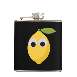Lemon, sweet fruit with googly eyes hip flask