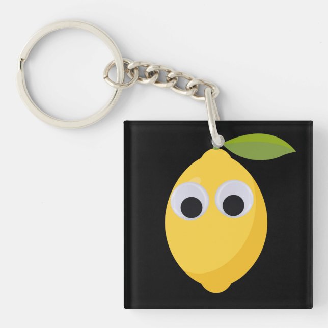 Lemon, sweet fruit with googly eyes key ring (Front)