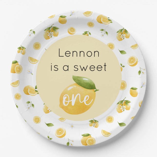 Lemon Sweet One 1st Birthday Paper Plate (Front)