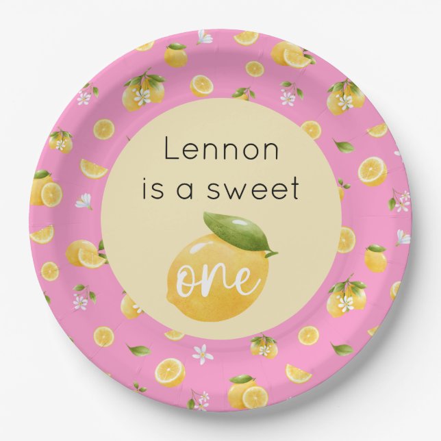 Lemon Sweet One 1st Birthday Paper Plate (Front)
