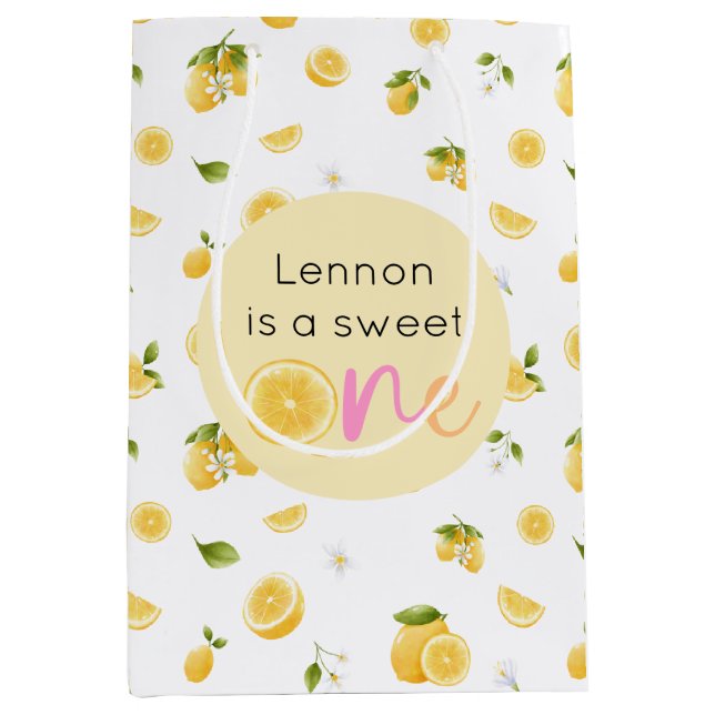 Lemon Sweet One Birthday Medium Gift Bag (Front)