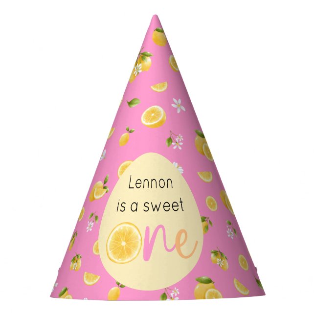 Lemon Sweet One Birthday Party Hat (Front)