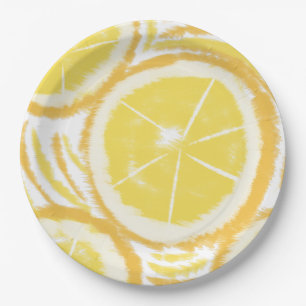 Lemon Swirl Abstract Party Paper Plate