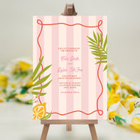 Lemon Swirl Pink Stripe Palm Wedding