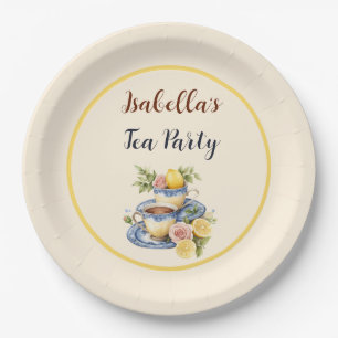 Lemon Teacup Afternoon Tea Party Paper Plate