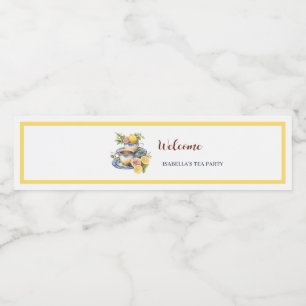 Lemon Teacup Afternoon Tea Party Water Bottle Label