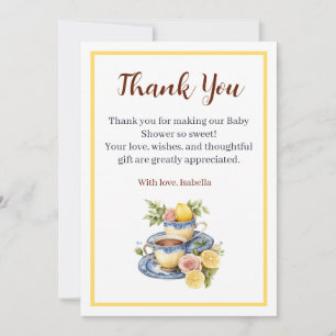 Lemon Teacup Baby Shower Tea Party Thank You Card
