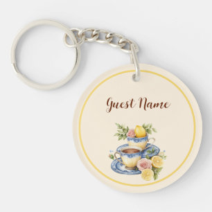 Lemon Teacup Tea Party Personalised Guest Name Key Ring