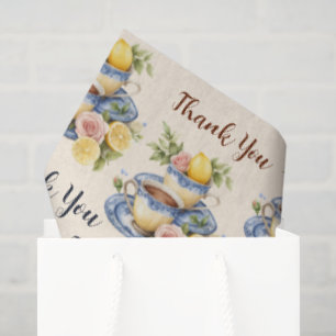 Lemon Teacup Thank You Floral Party Tissue Paper