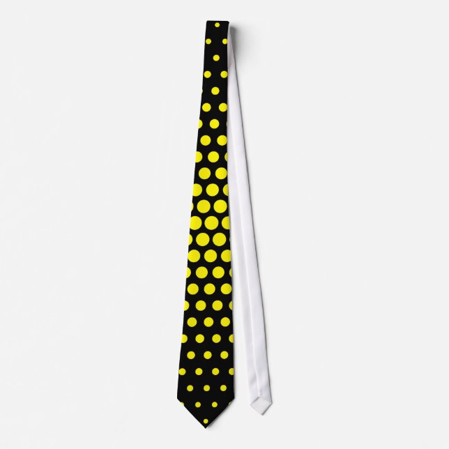 Lemon Techno Dots Modern Black Tie (Front)