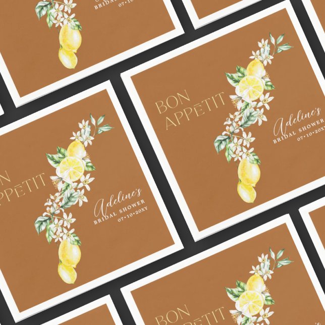 Lemon Terracotta Main Squeeze Bridal Shower Napkin (Creator Uploaded)