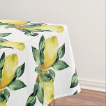 Lemon Theme Bridal Shower  Tablecloth<br><div class="desc">Bring a fresh and cheerful look to your celebration with this lemon themed bridal shower tablecloth, designed to add bright citrus charm to summer gatherings. Featuring hand-painted watercolor lemons in a vibrant yellow lemon citrus pattern on a crisp white background, this elegant table decor is perfect for lemon themed bridal...</div>