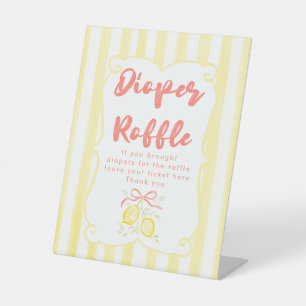 Lemon Theme Girl Baby Shower Diaper Raffle Pedestal Sign