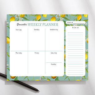 Lemon Theme Personalized Weekly Planner Pad