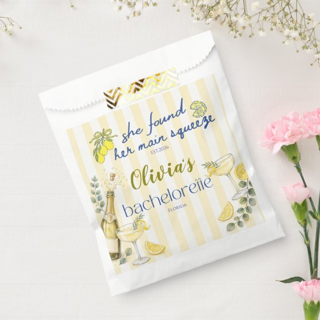 lemon theme she found her main squeeze yellow  favour bags (Sealed)