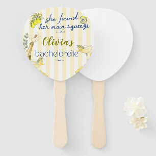 lemon theme she found her main squeeze yellow  hand fan
