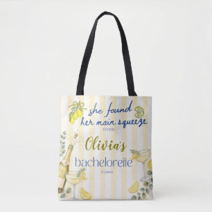 lemon theme she found her main squeeze yellow tote bag