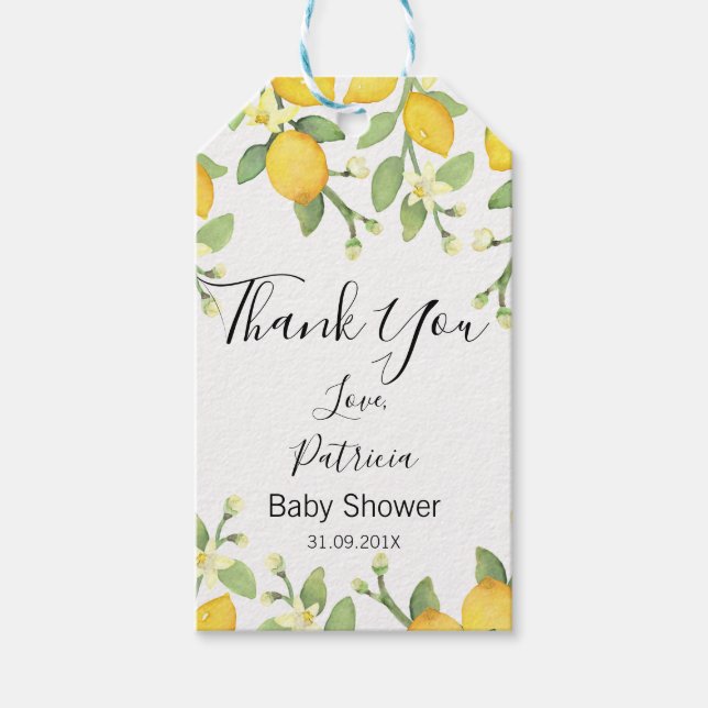 Lemon Themed Baby Shower Favour tag (Front)