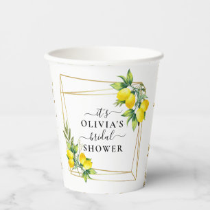 Lemon Themed Geometric Bridal Shower Paper Cups