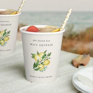 Lemon Themed Main Squeeze Bridal Shower Paper Cups