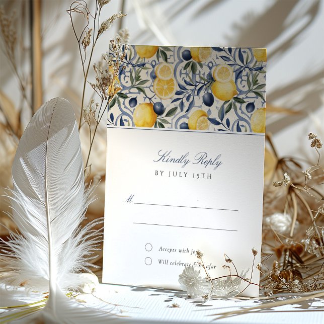 Lemon Tile Elegance RSVP Card for Wedding (Creator Uploaded)