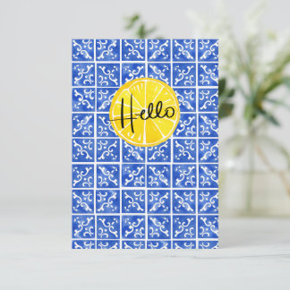 Lemon & Tile "Hello" flat greeting card