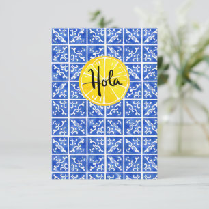 Lemon & Tile Hello in Spanish: "Hola" card