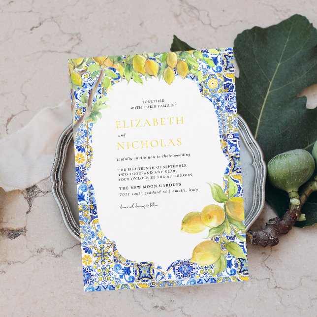 Lemon Tiles | Mediterranean Summer Wedding Invitation (Creator Uploaded)