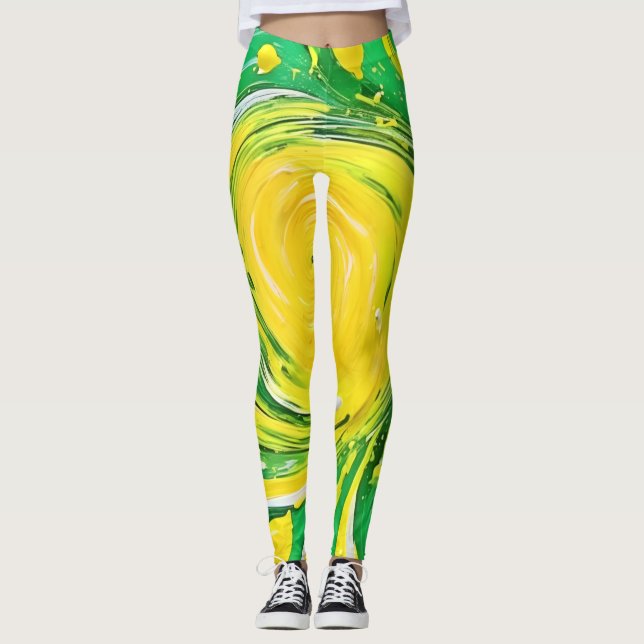 Lemon Tornado Design Leggings (Front)