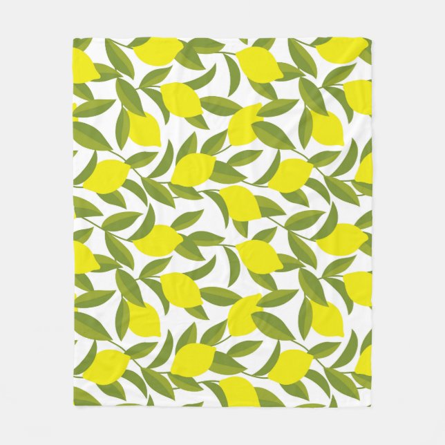 Lemon Tree Art: Yellow Citrus Seamless Pattern Fleece Blanket (Front)