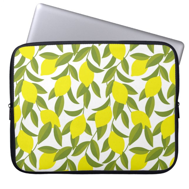 Lemon Tree Art: Yellow Citrus Seamless Pattern Laptop Sleeve (Front)