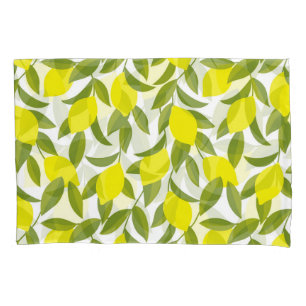 Lemon Tree Art: Yellow Citrus Seamless Pattern Pillowcase