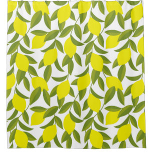 Lemon Tree Art: Yellow Citrus Seamless Pattern Shower Curtain