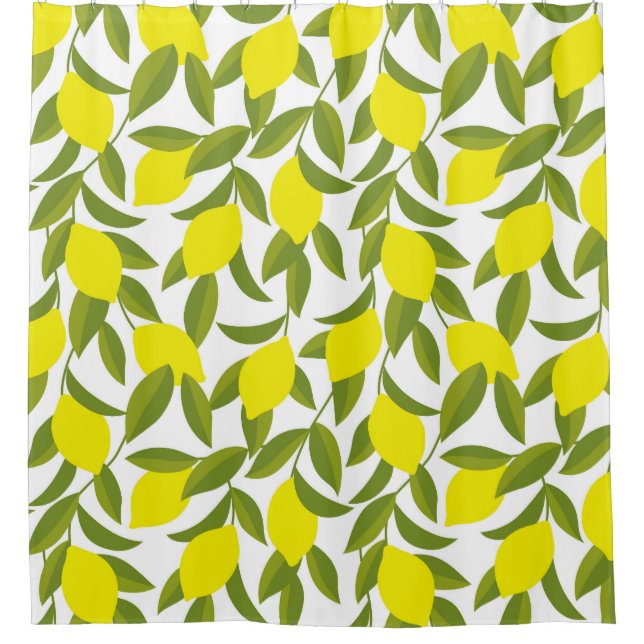 Lemon Tree Art: Yellow Citrus Seamless Pattern Shower Curtain (Front)