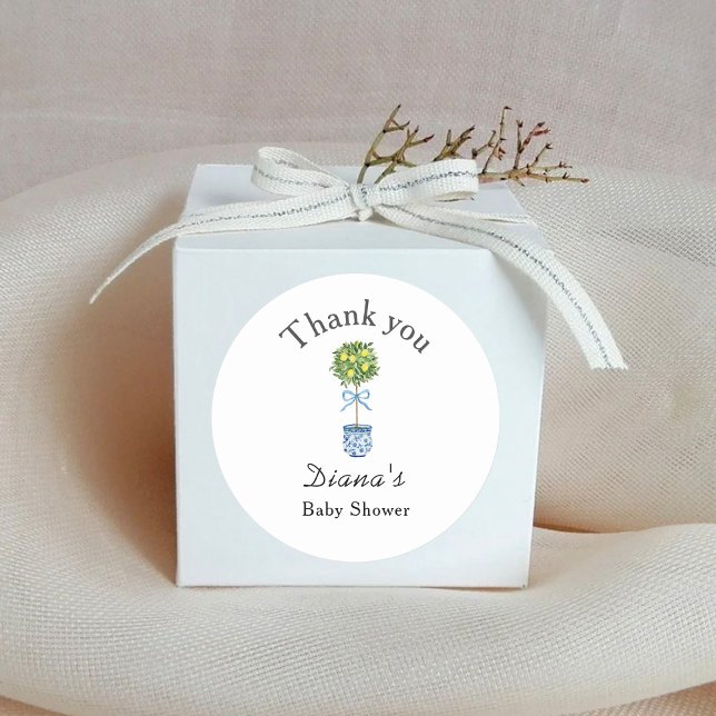 Lemon Tree Baby Shower Classic Round Sticker (Creator Uploaded)