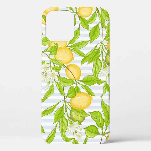 Lemon Tree Branch: Striped Seamless Pattern Case-Mate iPhone Case (Back)