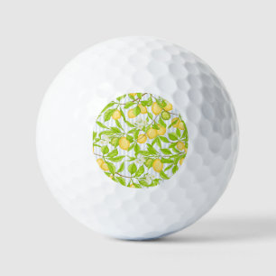 Lemon Tree Branch: Striped Seamless Pattern Golf Balls