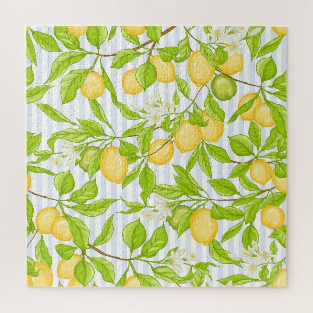 Lemon Tree Branch: Striped Seamless Pattern Jigsaw Puzzle (Vertical)