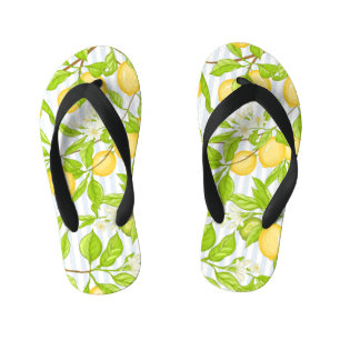 Lemon Tree Branch: Striped Seamless Pattern Kid's Jandals
