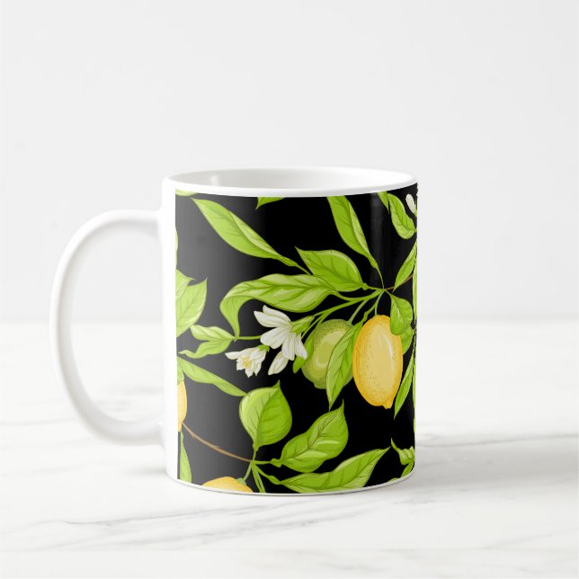 Lemon Tree Branch Vintage Illustration Coffee Mug (Left)