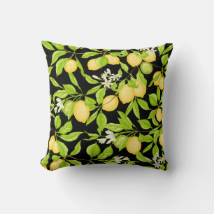 Lemon Tree Branch Vintage Illustration Cushion
