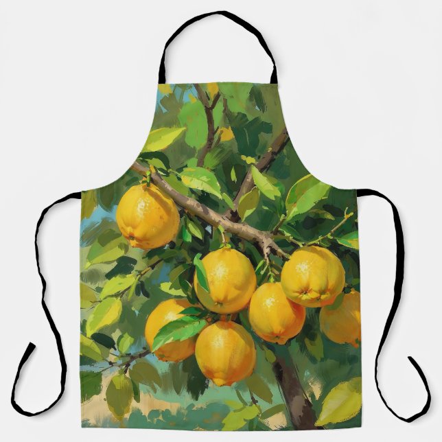 Lemon Tree Branch with Bright Yellow Fruit Apron (Front)