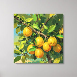 Lemon Tree Branch with Bright Yellow Fruit Canvas Print