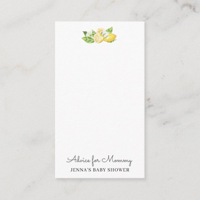 lemon tree fruit Baby Shower Advice Enclosure Card (Front)