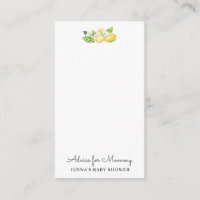 lemon tree fruit Baby Shower Advice Enclosure Card