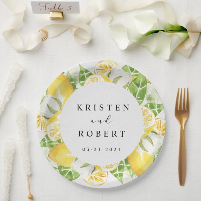 Lemon Tree Garden Floral Wedding Paper Plate (Wedding)