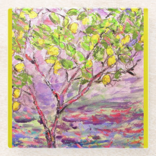 lemon tree glass coaster