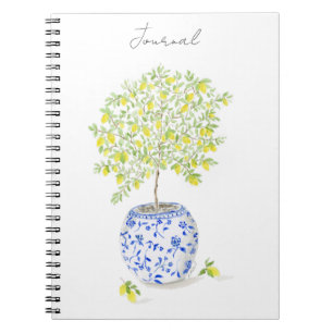 Lemon Tree in Chinoiserie Vase Watercolor Notebook