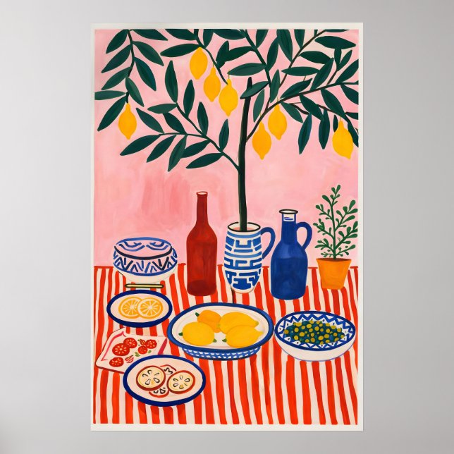 Lemon Tree Kitchen Poster, Mediterranean Still Poster (Front)